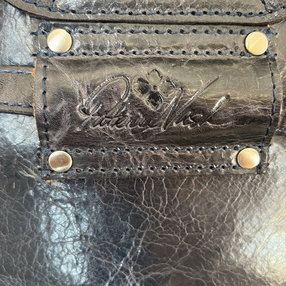 Patricia Nash  backpack  knapsack  mini backpack crinkle, leather charcoal gray - Picture 9 of 15